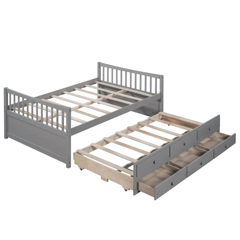 Cama nido doble con cama extraíble individual y cajones de almacenamiento