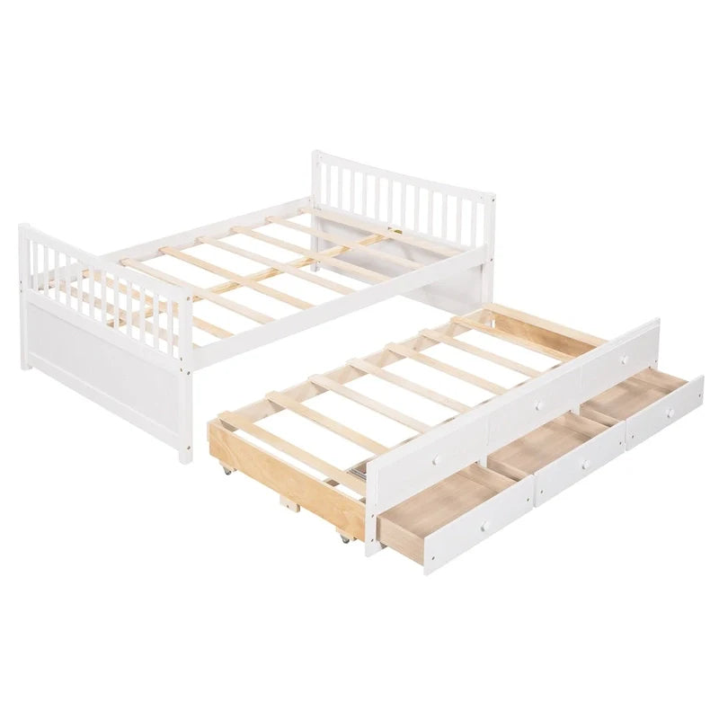 Cama nido doble con cama extraíble individual y cajones de almacenamiento