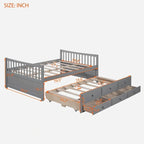 Cama nido doble con cama extraíble individual y cajones de almacenamiento