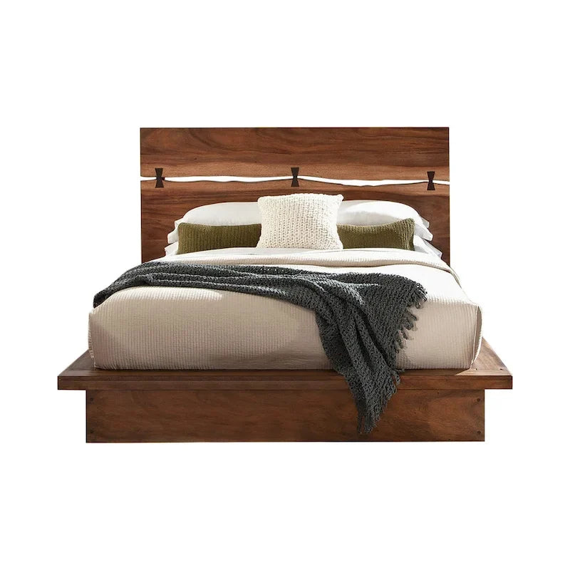 Cama de panel con cabecero calado - Acabado bicolor