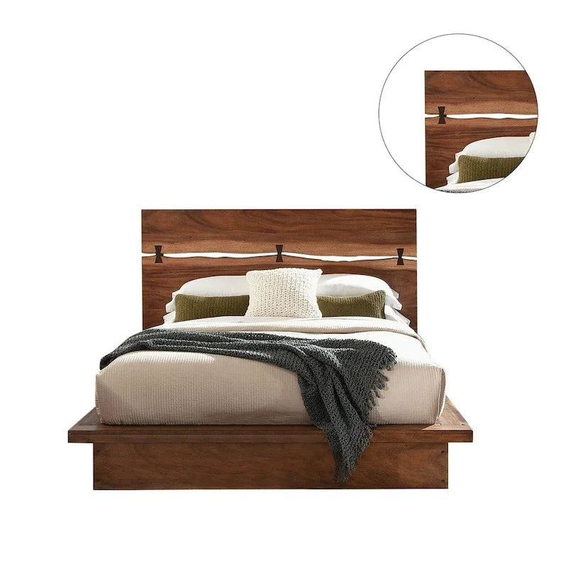 Cama de panel con cabecero calado - Acabado bicolor