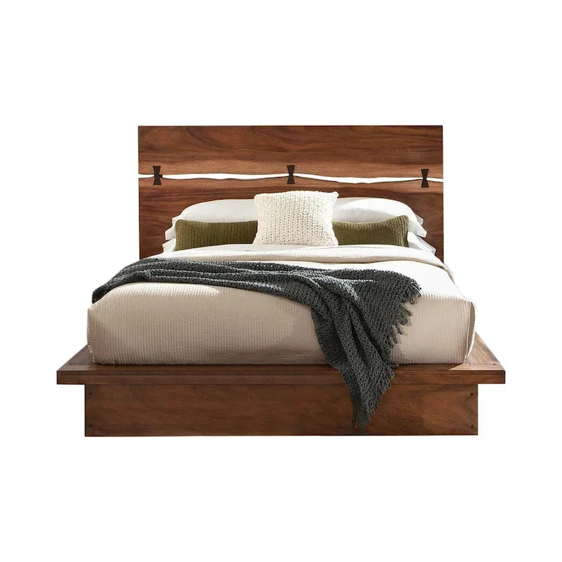 Cama de panel con cabecero calado - Acabado bicolor