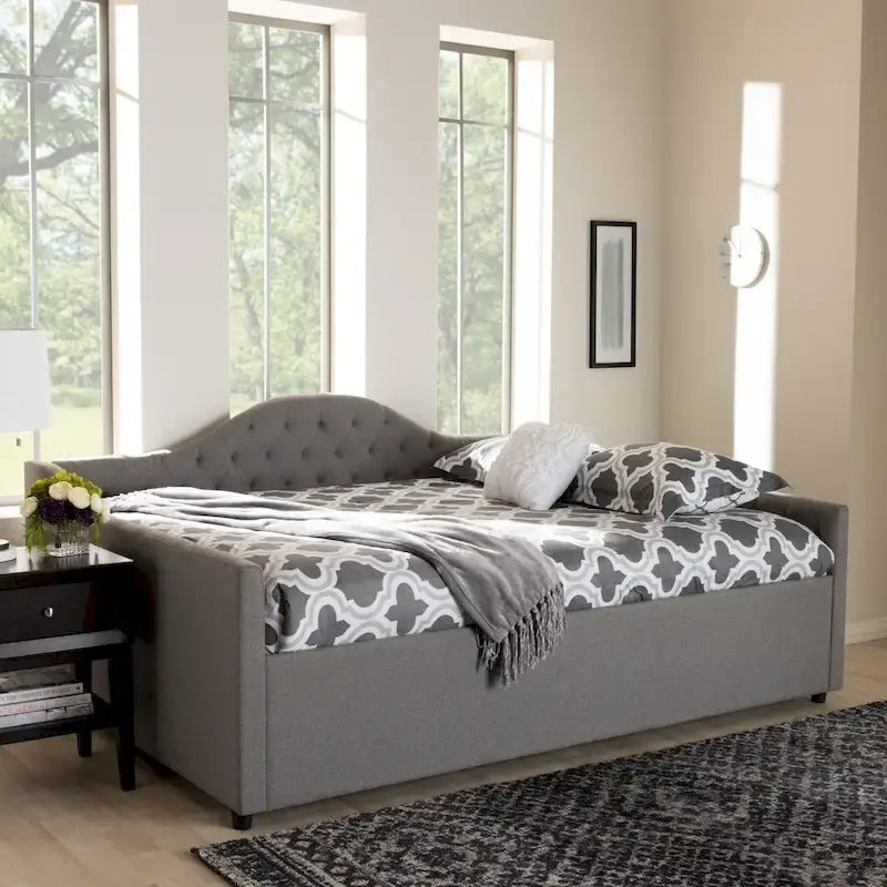 Sofá cama tapizado en tela contemporáneo