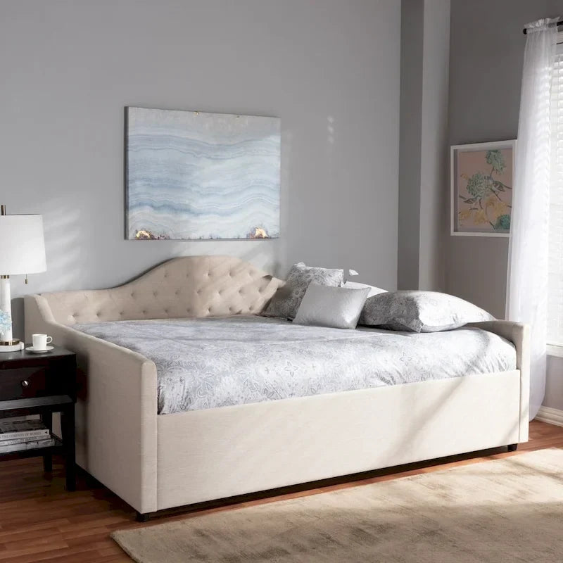 Sofá cama tapizado en tela contemporáneo