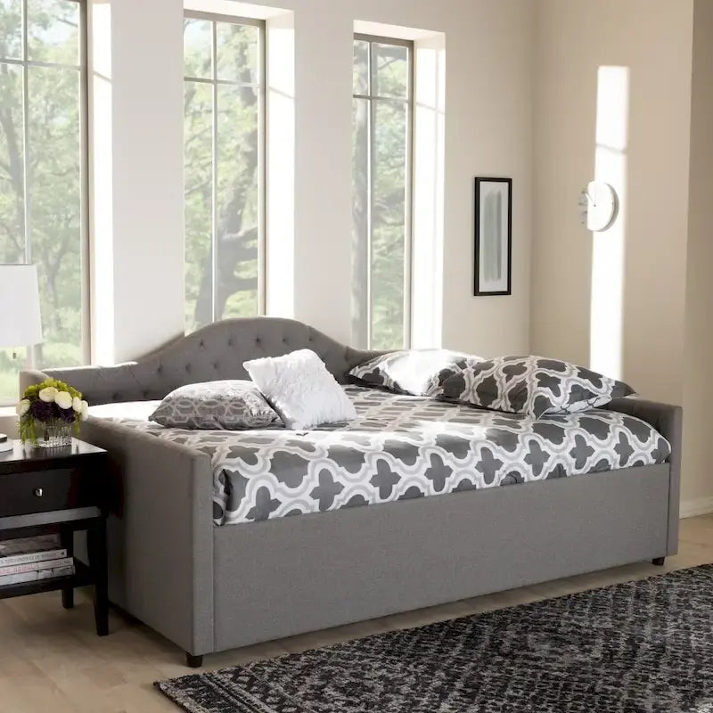 Sofá cama tapizado en tela contemporáneo