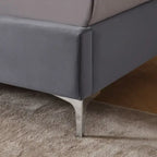 Base de cama tapizada en terciopelo tamaño queen con patas de metal de 6 pulgadas