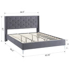 Base de cama tapizada en terciopelo tamaño queen con patas de metal de 6 pulgadas