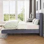 Base de cama tapizada en terciopelo tamaño queen con patas de metal de 6 pulgadas