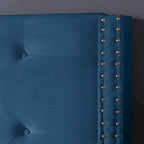 Base de cama tapizada en terciopelo tamaño queen con patas de metal de 6 pulgadas