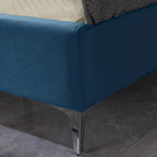 Base de cama tapizada en terciopelo tamaño queen con patas de metal de 6 pulgadas
