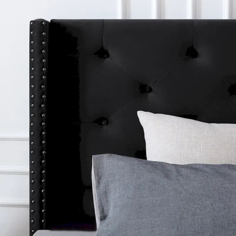 Base de cama tapizada en terciopelo tamaño queen con patas de metal de 6 pulgadas