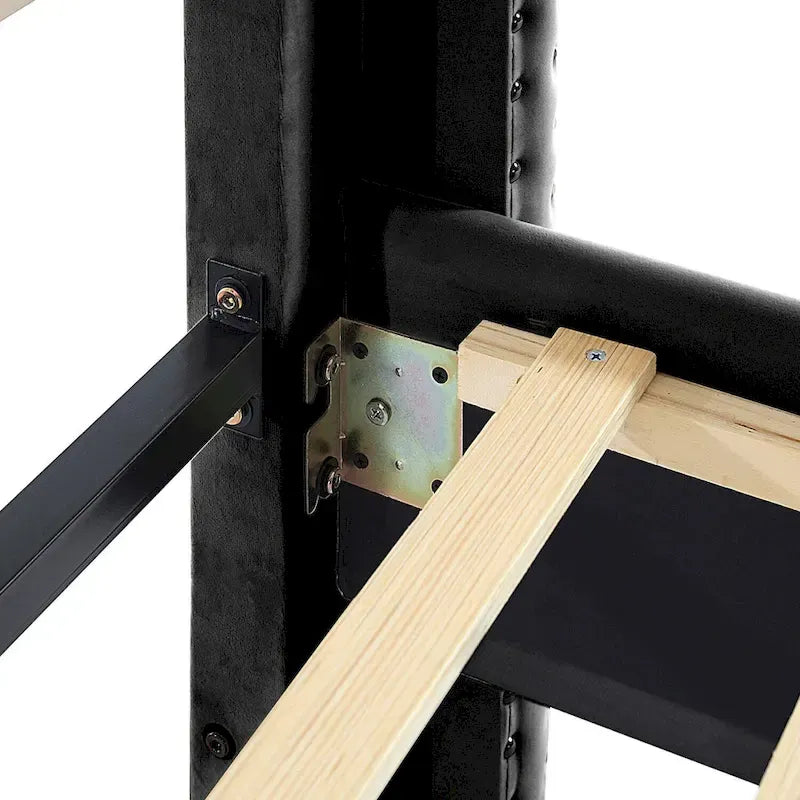 Base de cama tapizada en terciopelo tamaño queen con patas de metal de 6 pulgadas
