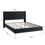 Base de cama tapizada en terciopelo tamaño queen con patas de metal de 6 pulgadas