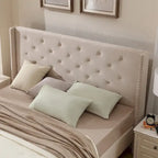 Base de cama tapizada en terciopelo tamaño queen con patas de metal de 6 pulgadas