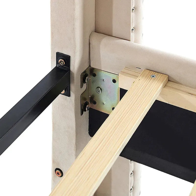 Base de cama tapizada en terciopelo tamaño queen con patas de metal de 6 pulgadas