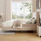 Base de cama tapizada en terciopelo tamaño queen con patas de metal de 6 pulgadas