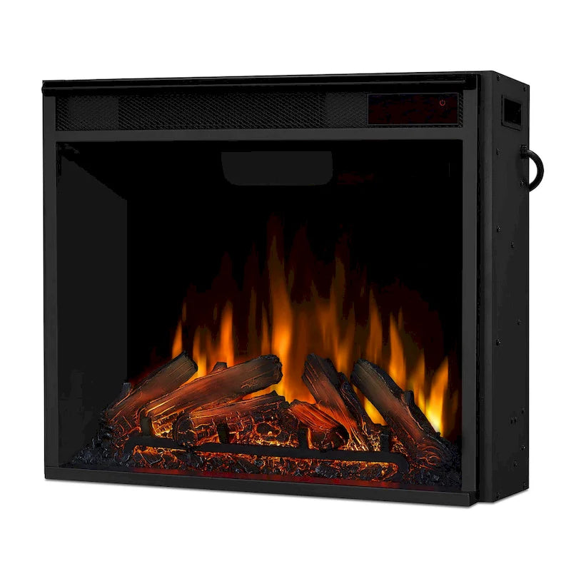 Mueble de TV esquinero de 56 pulgadas con chimenea eléctrica - Blanco