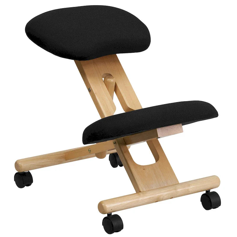 Silla de oficina ergonómica de rodillas de madera en tela