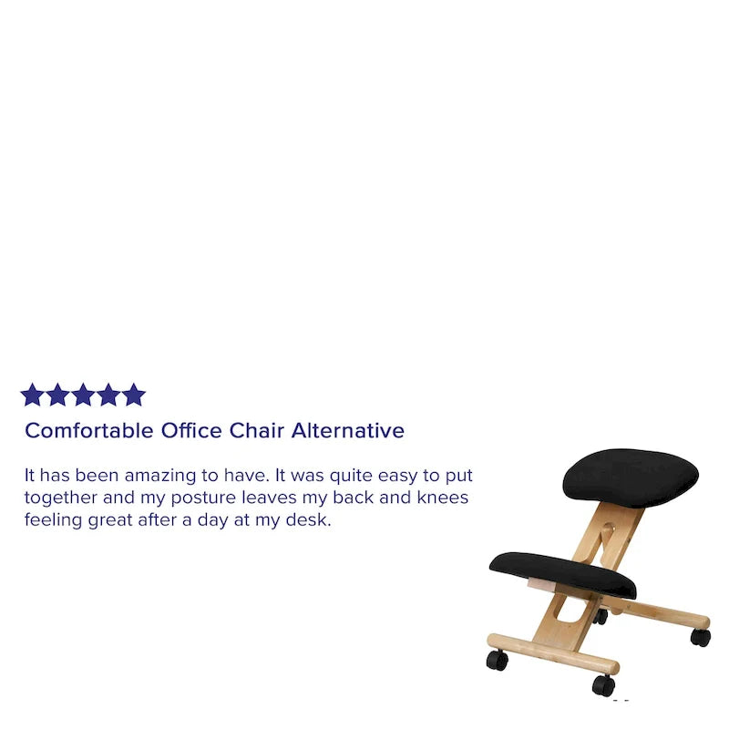 Silla de oficina ergonómica de rodillas de madera en tela