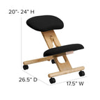 Silla de oficina ergonómica de rodillas de madera en tela
