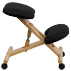 Silla de oficina ergonómica de rodillas de madera en tela