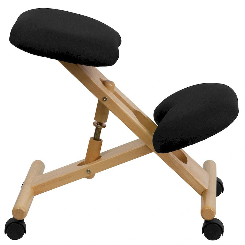 Silla de oficina ergonómica de rodillas de madera en tela