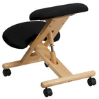 Silla de oficina ergonómica de rodillas de madera en tela