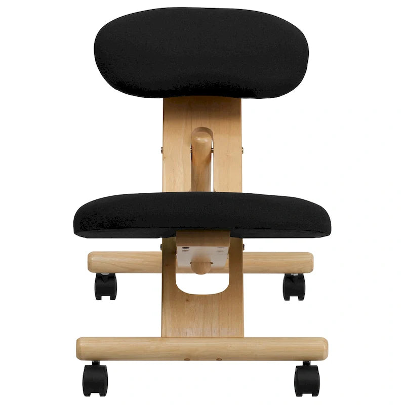 Silla de oficina ergonómica de rodillas de madera en tela