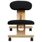 Silla de oficina ergonómica de rodillas de madera en tela