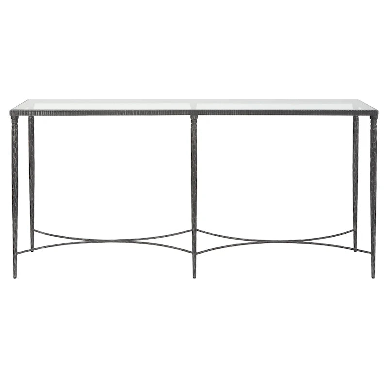 Mesa Consola de Hierro y Vidrio - 63 Anch. x 30 Alt. x 14 Prof.