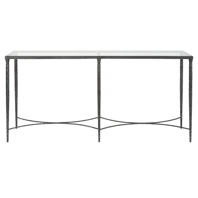 Mesa Consola de Hierro y Vidrio - 63 Anch. x 30 Alt. x 14 Prof.