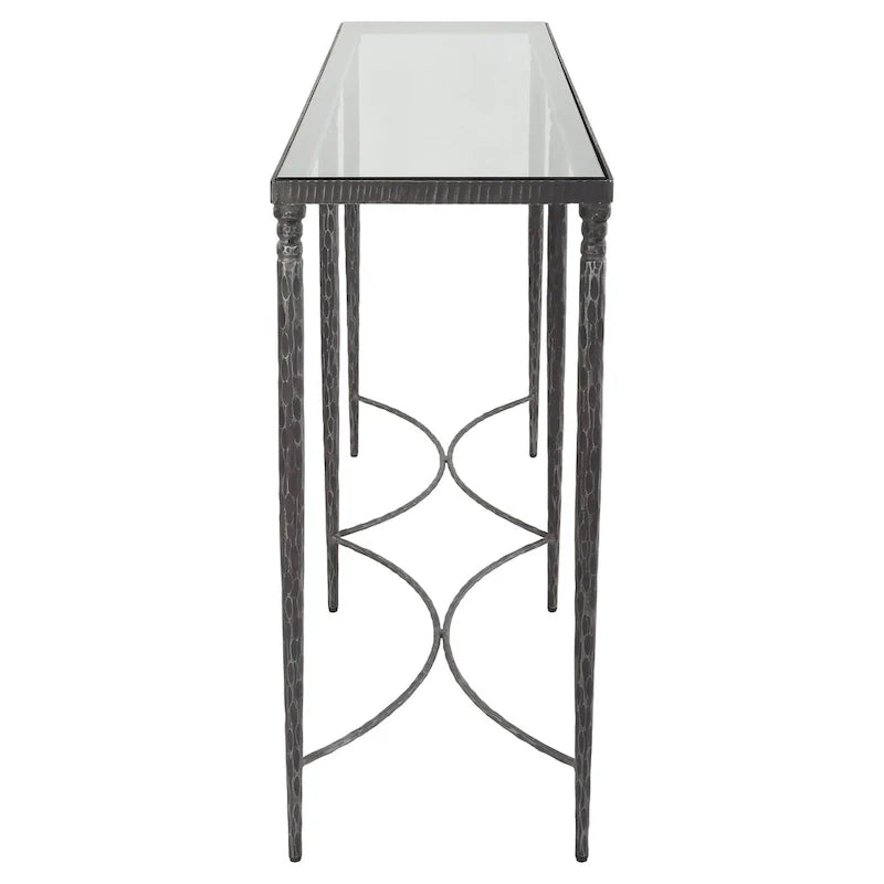Mesa Consola de Hierro y Vidrio - 63 Anch. x 30 Alt. x 14 Prof.