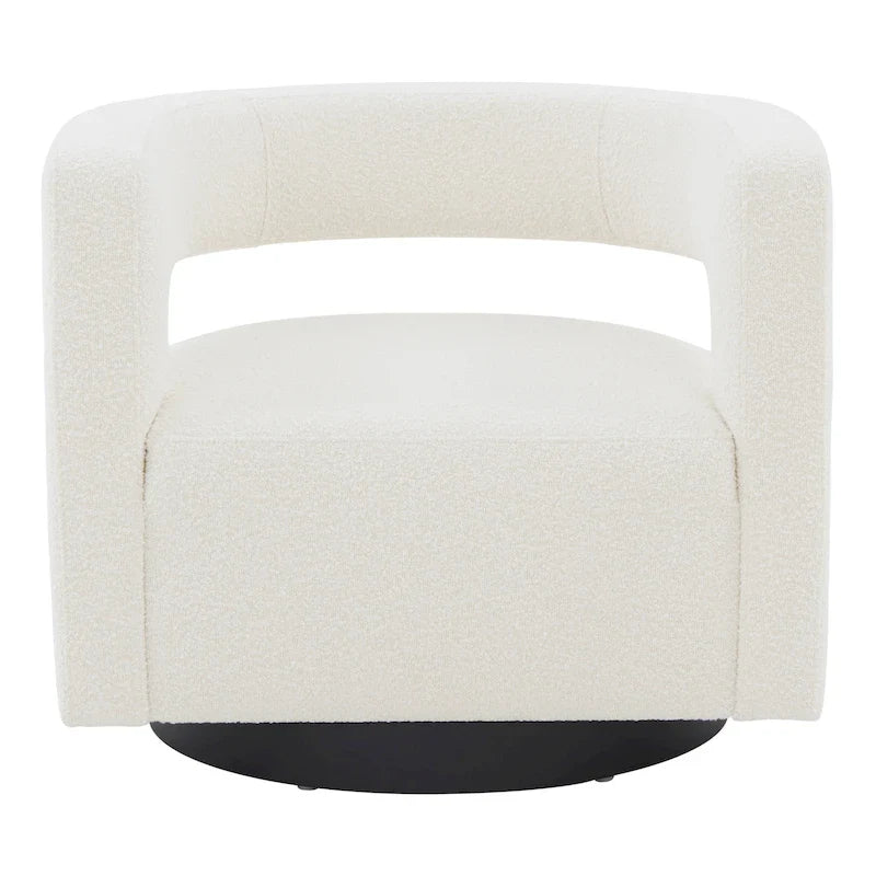 Sillón giratorio tapizado con respaldo calado