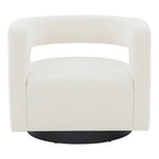 Sillón giratorio tapizado con respaldo calado