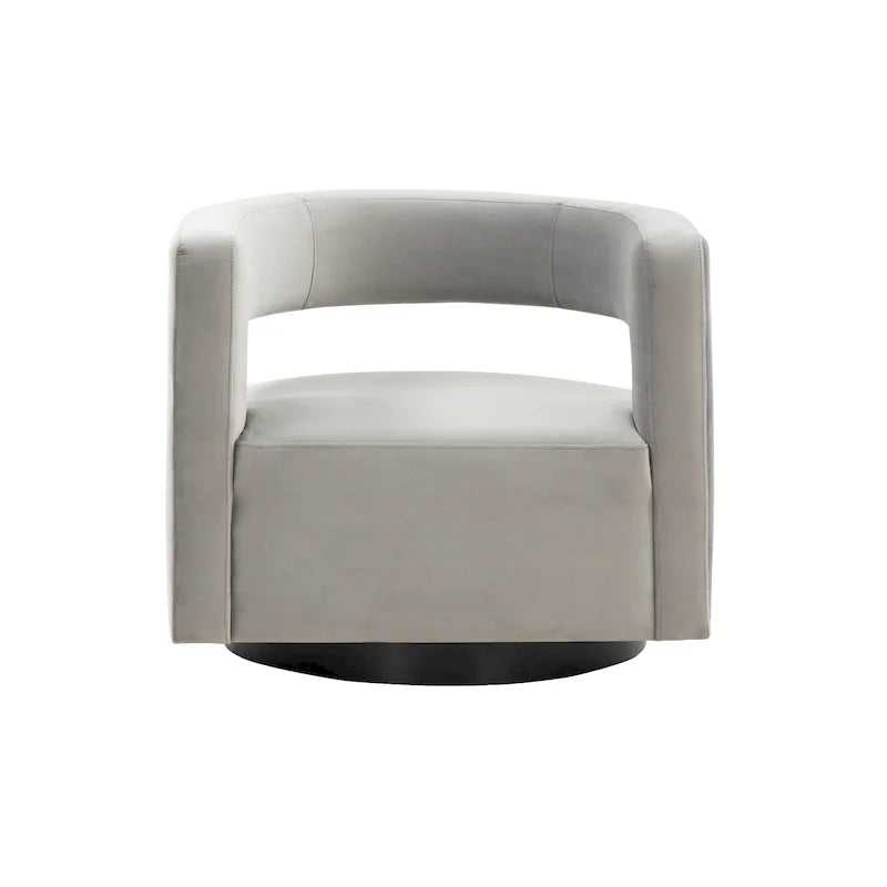 Sillón giratorio tapizado con respaldo calado