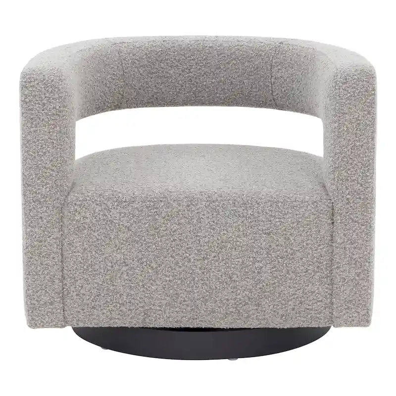 Sillón giratorio tapizado con respaldo calado