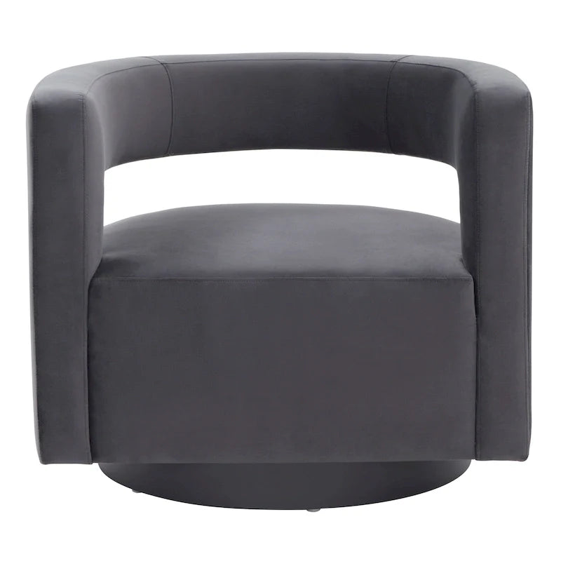 Sillón giratorio tapizado con respaldo calado