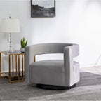 Sillón giratorio tapizado con respaldo calado