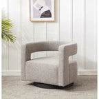 Sillón giratorio tapizado con respaldo calado