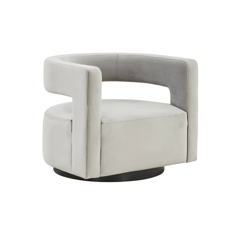 Sillón giratorio tapizado con respaldo calado