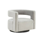 Sillón giratorio tapizado con respaldo calado