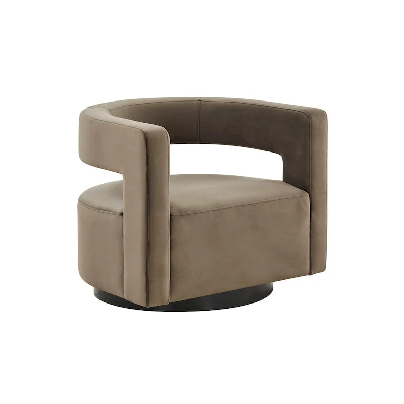 Sillón giratorio tapizado con respaldo calado