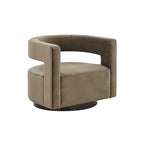 Sillón giratorio tapizado con respaldo calado
