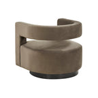 Sillón giratorio tapizado con respaldo calado