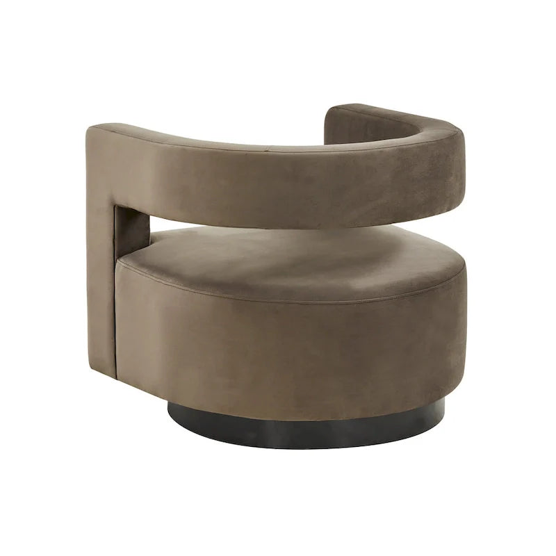 Sillón giratorio tapizado con respaldo calado
