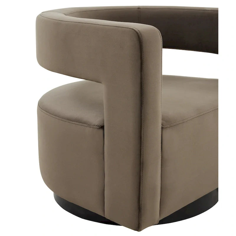 Sillón giratorio tapizado con respaldo calado