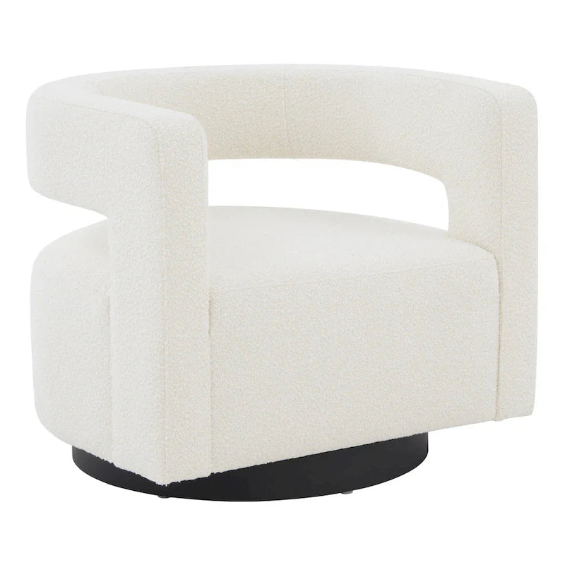 Sillón giratorio tapizado con respaldo calado