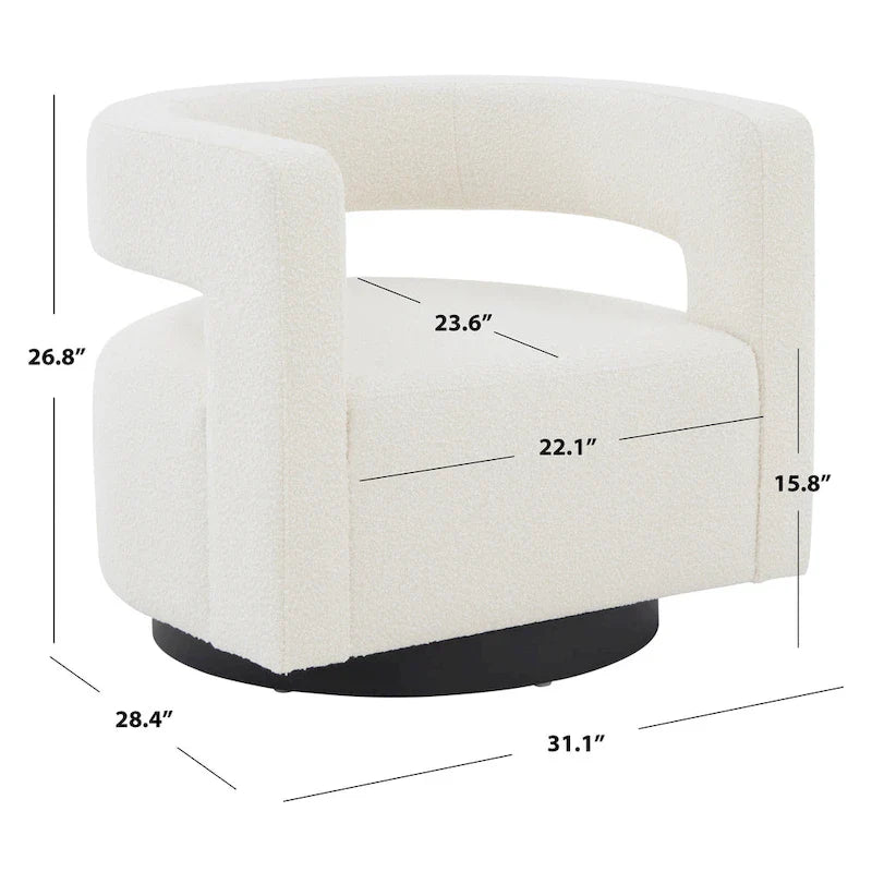 Sillón giratorio tapizado con respaldo calado