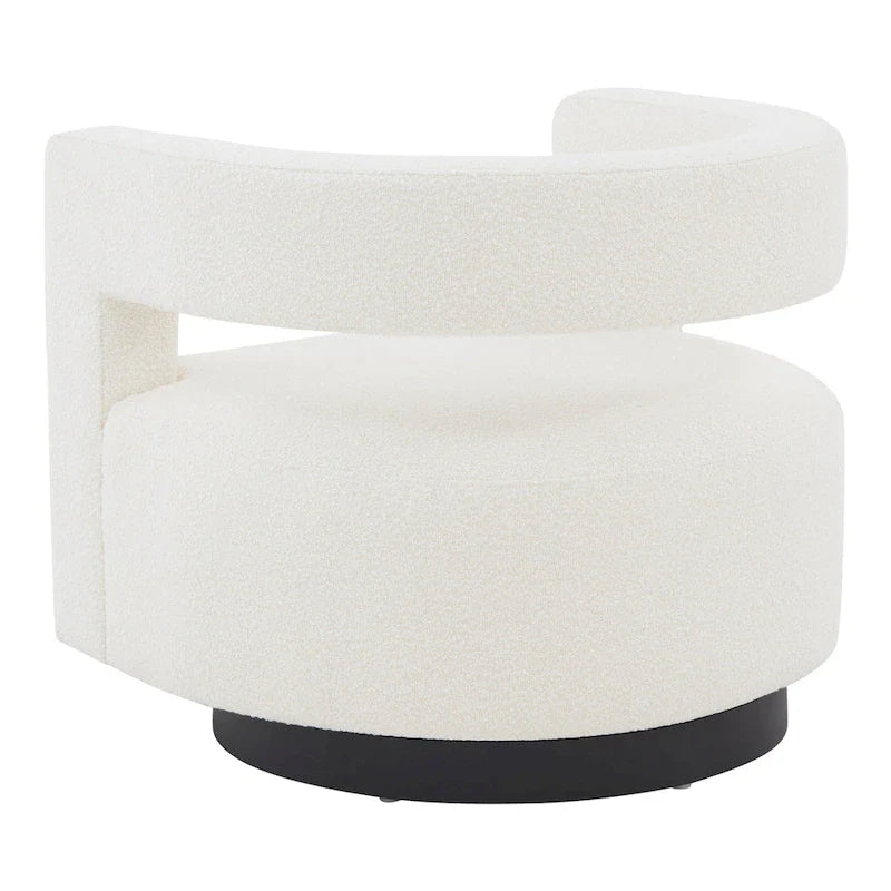 Sillón giratorio tapizado con respaldo calado