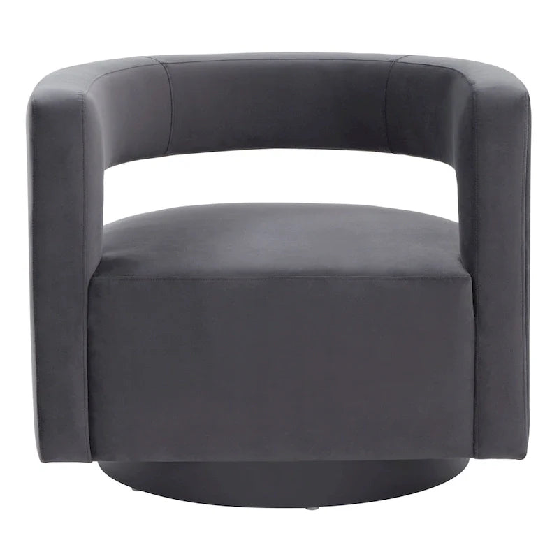 Sillón giratorio tapizado con respaldo calado